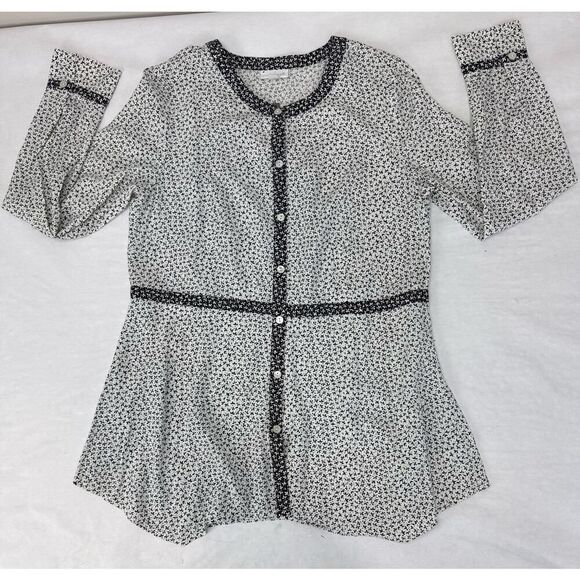 Cottagecore J.Jill Gorgeous Cream Tunic Top Ditsy Floral Rayon Small NWT - Picture 3 of 10